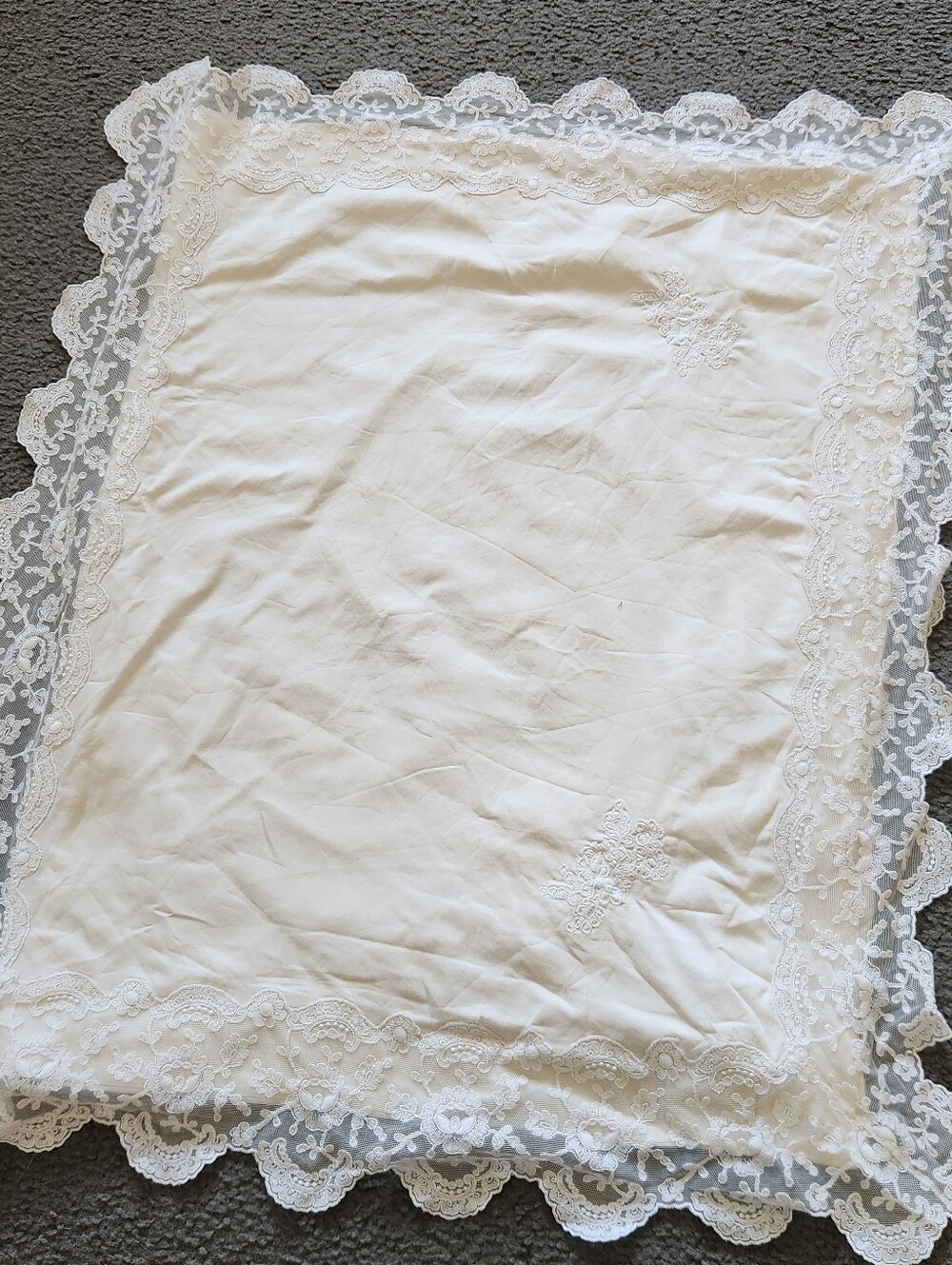 SCHWEITNER LINEN Sham White Lacy Vintage Made In Italy Embroidered 20 x 22